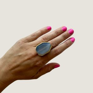 Blauen Chalcedon Ring