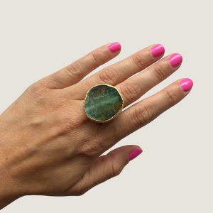 Runder Ring – Grün-Brauner Achat
