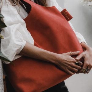 Suede bag-Coral